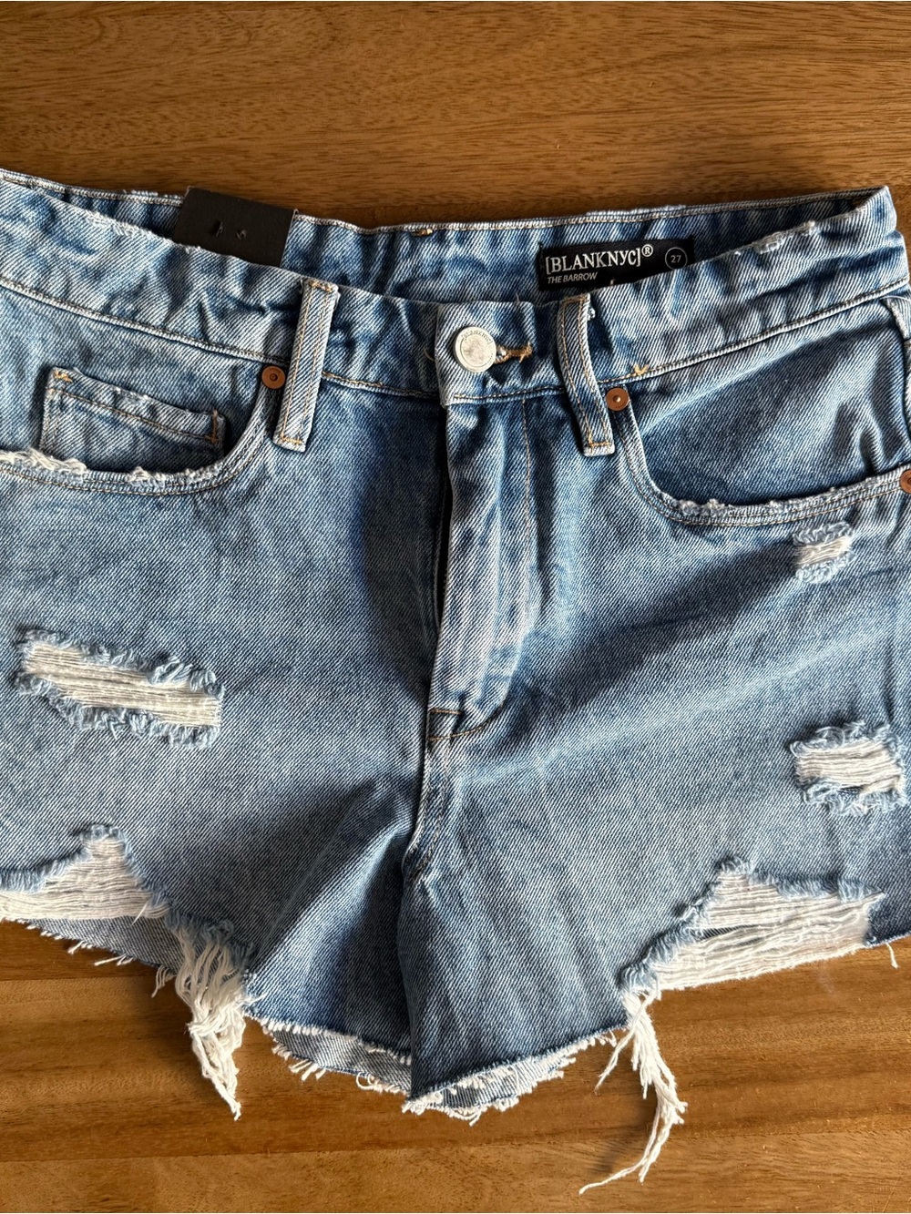 NWT Blank NYC The Barrow Vintage High-Rise Distressed Denim Shorts - Size 27